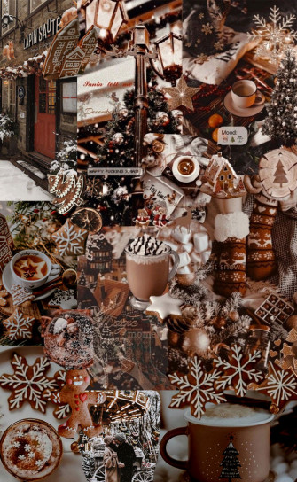 Christmas Collage Aesthetic Ideas Dark Brown