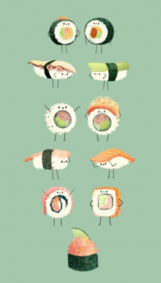 Cute Sushi Phone Wallpaper Lock Screen Drawing Drawings