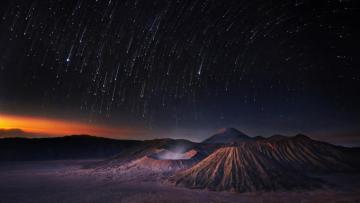 Stars Shooting Mountains Night Starfall Universe