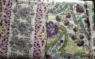 Cynthia Rowley Two Standard Shams Purple Flowers On White Background