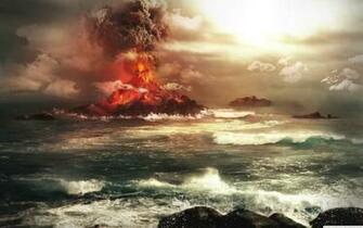 Ocean Sea Volcanoes Artwork Wallpaper