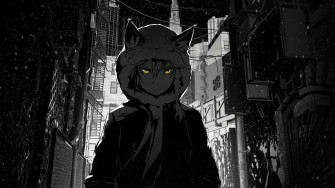 Intimidating Anime Boy With Glowing Red Eyes In A Horror