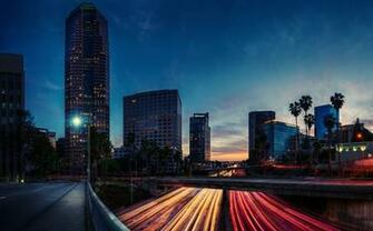 Wallpaper Usa California Los Angeles Evening Night Lights Road