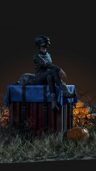 Pubg Girl Sitting On Air Drop Box 4k Ultra HD Mobile Wallpaper