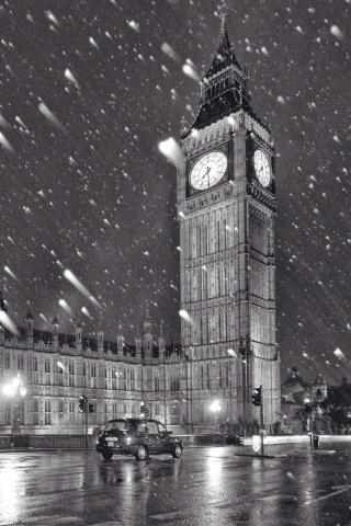 Big Ben In Snow Night London Wallpaper Aesthetic