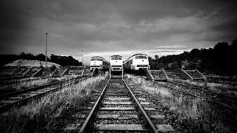 Railway Rails Black And White Wallpaper Background 4k Ultra HD
