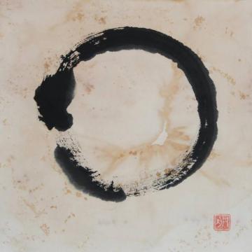 Breathing Enso In Golden Universe Painting By Nadja Van Ghelue