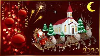 Happy New Year Merry Christmas Greeting Card Santa