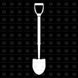 Shovel White Icon On Black Background Vector Stock Image Of