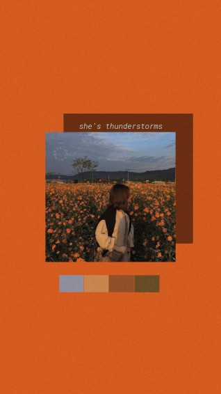 Orange iPhone Girl Aesthetic Wallpaper