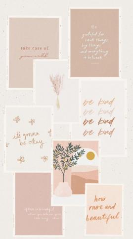 Mood Board Phone Wallpaper Boho Cute Simple