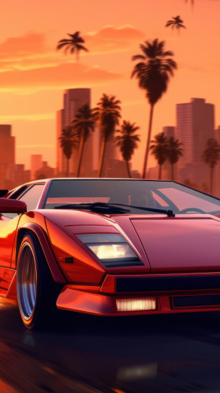Sports Car Sunset Scenery 4k Wallpaper iPhone HD Phone 7071k