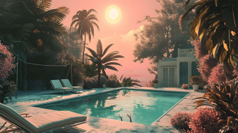 Summer Aesthetic Hotel Pool Desktop Wallpaper Pc HD
