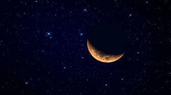 Orange Crescent Moon And Stars Full 1080p Ultra HD Wallpaper