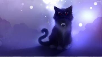 Cartoon Black Cat Sitting Wallpaper For