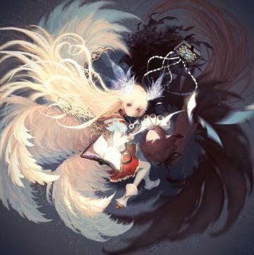 Wallpaper Yin Yang Elf Ears Anime Girls Blonde Resolution