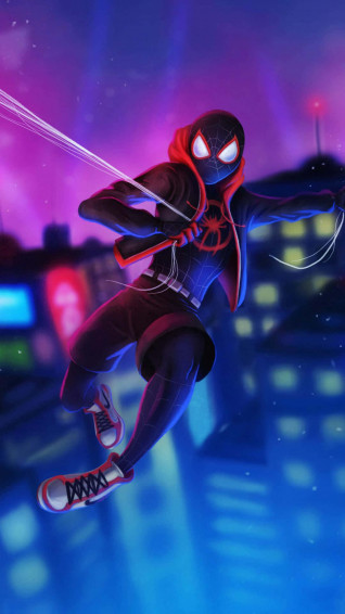 Neon Light Marvel Superhero Miles Morales iPhone