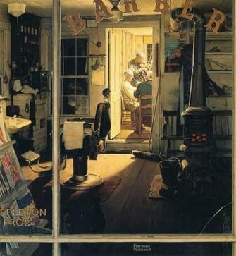 Shuffletons Barber Shop Norman Rockwell Paintings Wallpaper Image
