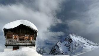 Snow Covered Chalet Up High In The Mountains Hq Wallpaper