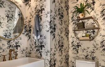 Bold Wallpaper In A Tiny Farmhouse Powder Room