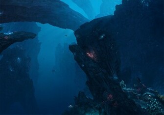 Atlantis Deep Sea Blue Underwater Wallpaper