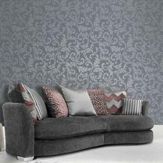Baroque Grey Metallic Damask Trail Wallpaper Image Hosted At