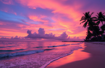 Pink Beach Sunset Wallpaper