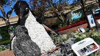Marine Debris Sculpture Celebrates Disneynature Penguins And