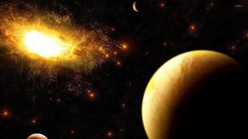Golden Explosion In The Dark Space Wallpaper