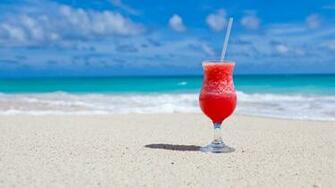 Exotic Cocktail On Caribbean Beach Wallpaper HD