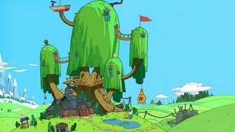 Time Adventure With Finn And Jake Tree House Wallpaper