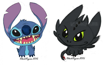 Chibi Stitch And Toothless By Blackrayser
