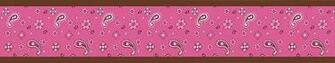 Cowgirl Western Wallpaper Border For Girls Bandana Pink Brown Paisley