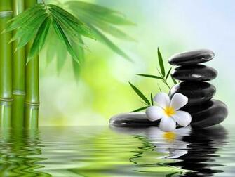 Wallpaper Spa Stones Flower Bamboo Water
