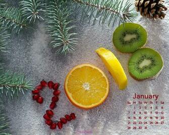 January Fruit Desktop Calendar Wallpaper