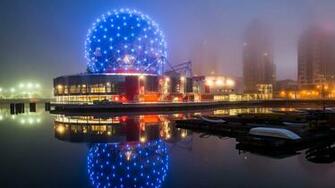 Science World Night Vancouver British Columbia Canada UHD 4k