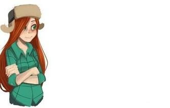 Wallpaper Girl Hat Art Red Hair Green Eyes Gravity Falls