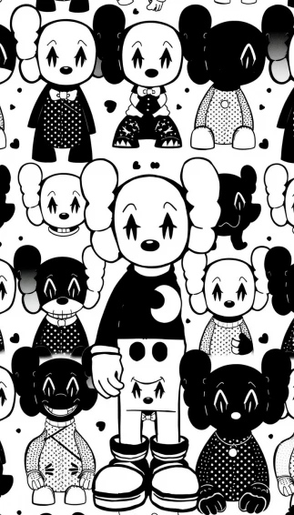 Kaws Black And White Wallpaper