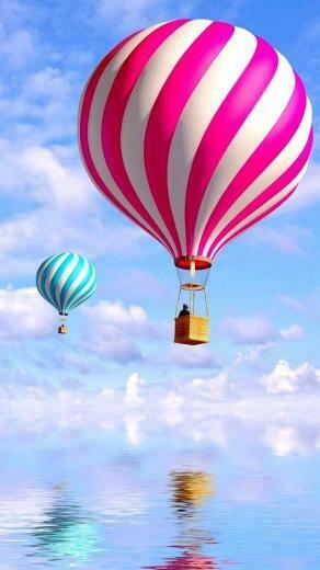 Colored Hot Air Balloons Over The Sea iPhone 5s 5c Wallpaper