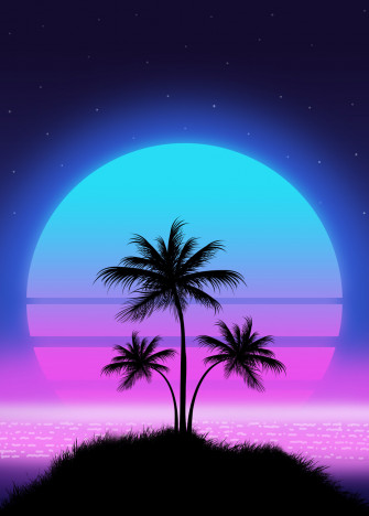 Palm Sunset 80s Wall Mural Buy Online At Europosters