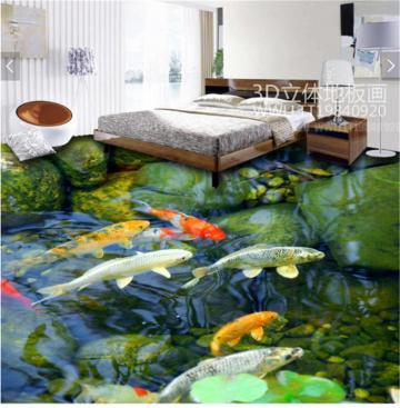 Transparent Koi 3d Floor Mural Photo Flooring Wallpaper Home Print