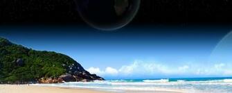 Alien Ocean Dual Screen Wallpaper Monitor Science