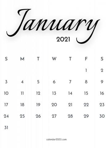 January Calendar Printable Wallpaper Floral Holidays