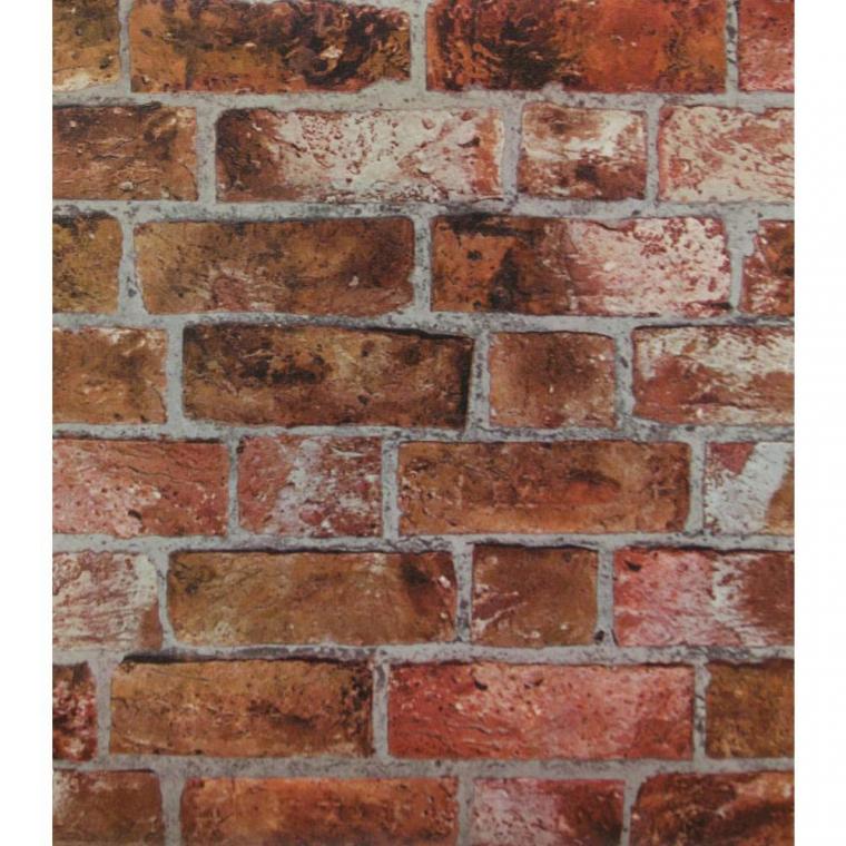 Modern Rustic Brick Wallpaper Copper Red