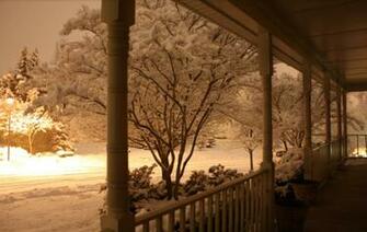 Snowscape Porch Night Wallpaper