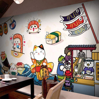 Amazon Hand Painted Cute Cartoon Cat Background