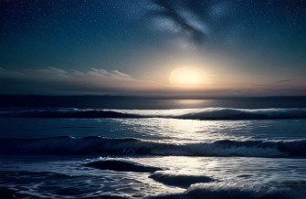 Moon Over Ocean Wallpaper