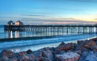 Sunset Over Malibu Pier Wallpaper Beach