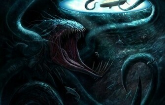 Blue Hole Kraken A Sea Monster The Tentacles Boat Shark