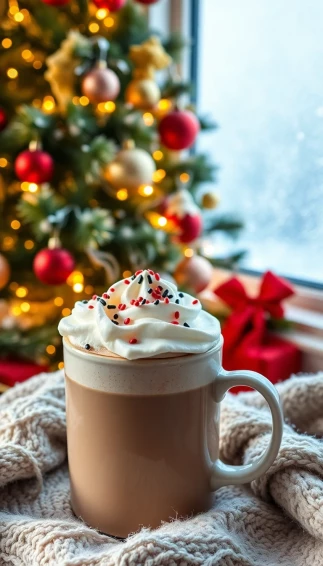 Hot Chocolate With A Christmas Tree Wallpaper